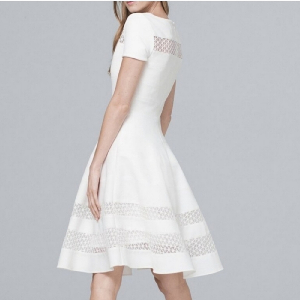 Rare White House Black Market Lace Insert Fit & Flare Dress - Size 10 NWT - Picture 3 of 6